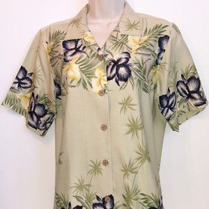 TOMMY BAHAMA Green Palm Pattern Shirt Size XS